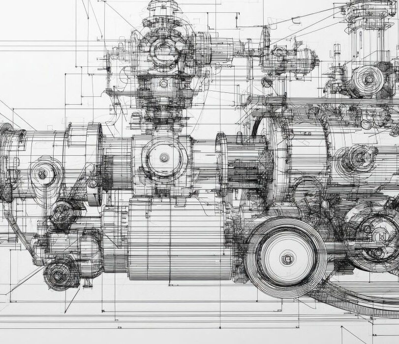 Assistance rédaction de contrats, valorisation de brevet et litiges par avocat à Marseille. Dessin montrant un schéma technique de machine industrielle.