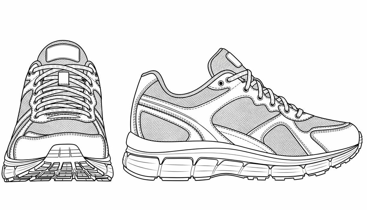 Dépôt de dessins et modèles, contrats et assistance aux contentieux par avocat à Marseille. Dessin montrant un modèle de baskets.